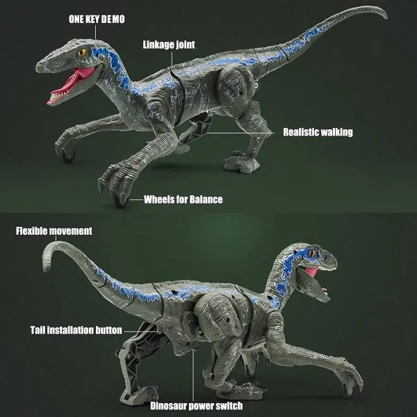 Velociraptor távirányítós játék dínó élethű hanghatásokkal – 45 cm (BBMJ)