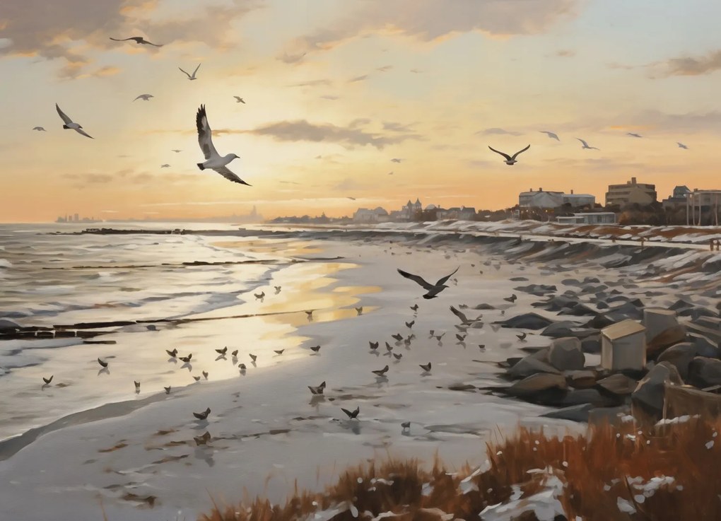 Poszter 18x13cm Alkonyat a tengerparton