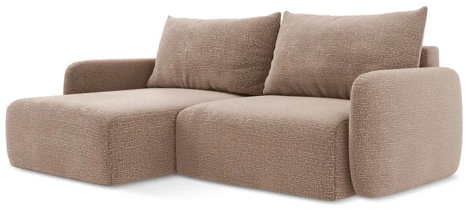 Világosbarna kinyitható-tárolóhelyes sarokkanapé (bal oldali) Kalena – Makamii