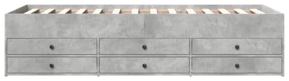 betonszürke kanapéágy fiókkal matrac nélkül 100x200 cm