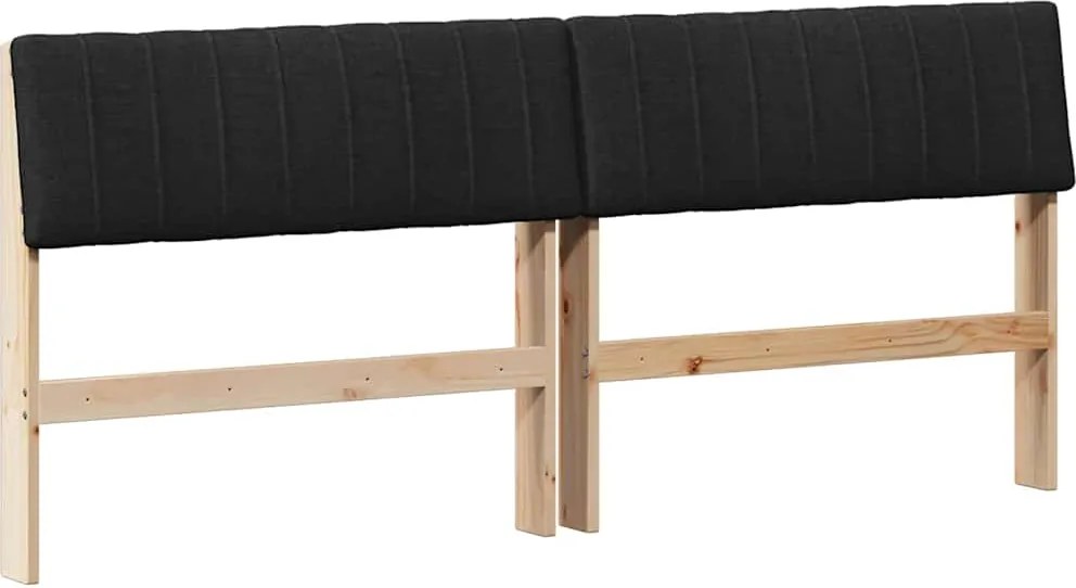 vidaXL Kárpitozott fejtámla Fekete 180 cm Tömör fenyőfa