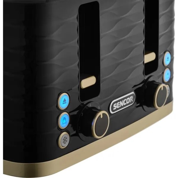 Sencor - Négy szeletes kenyérpirító 1600W/230V fekete/bézs