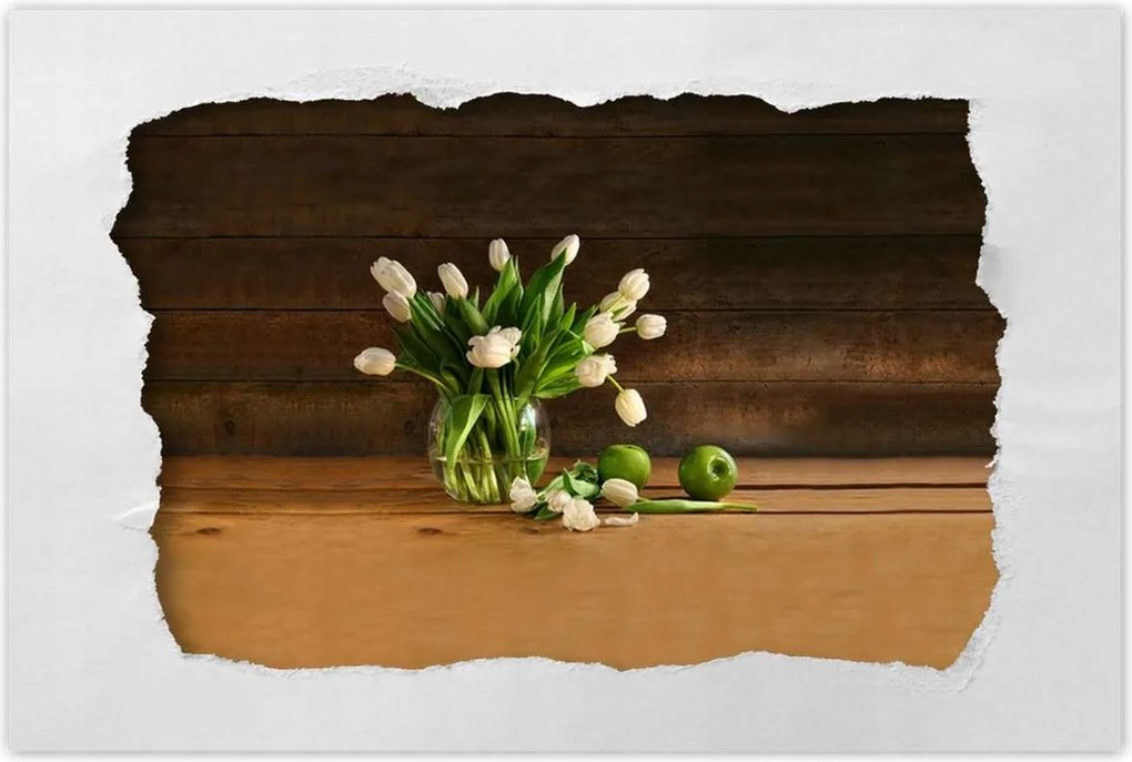 Poszterek 120x80 Fehér tulipánok vázában