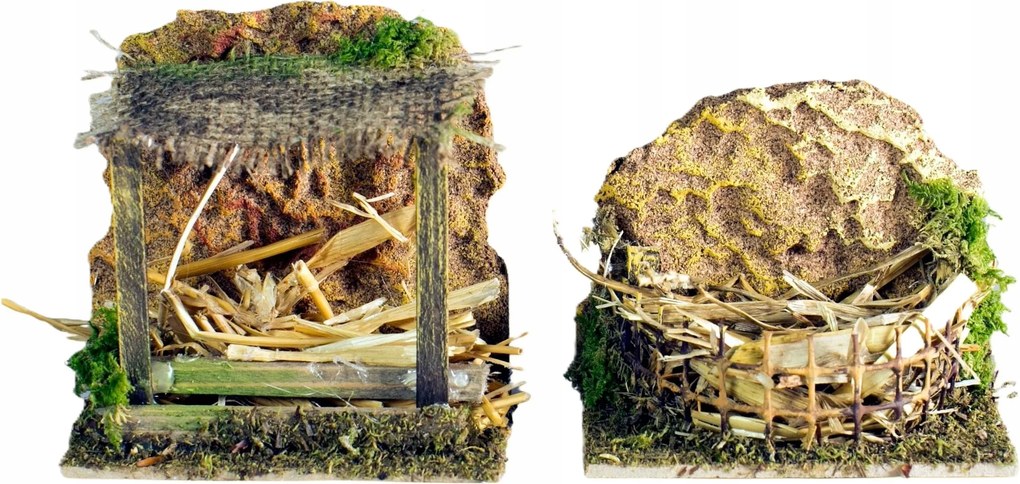 Betlehem Dekoráció Kisállat Vályú Szett 2DB 8/9,5CM Magas Betlehem