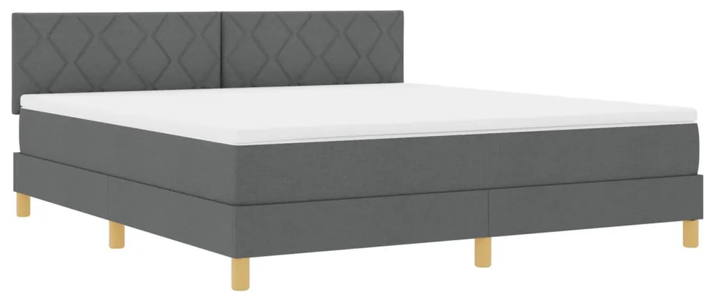 Boxspring ágy matraccal & LED sötétszürke 180x200 cm szövet
