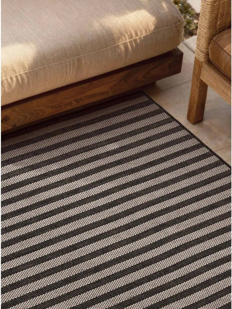 Fekete-krémszínű kültéri-beltéri szőnyeg 120x170 cm Haringey Linley – Ted Baker