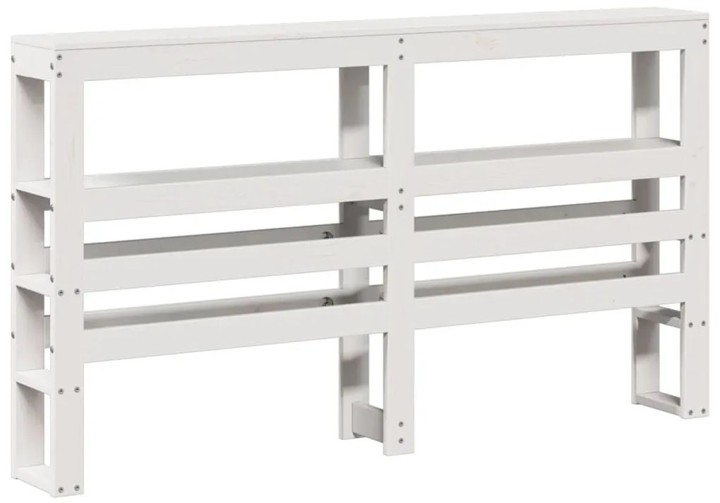 fehér tömör fenyőfa fejtámla polcokkal 140 cm