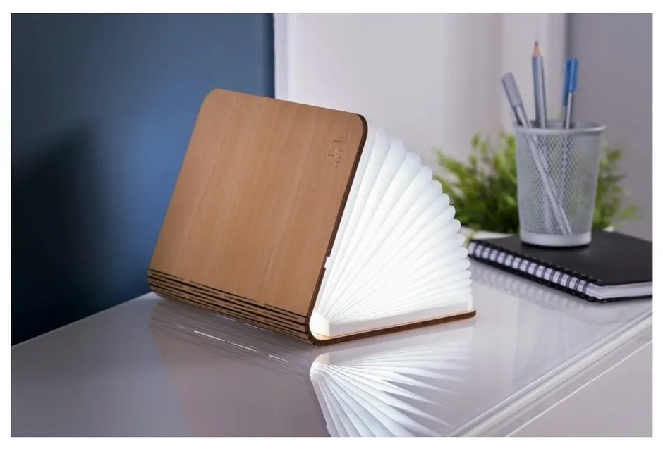 Natúr színű LED asztali lámpa textil búrával (magasság 2,5 cm) Booklight – Gingko