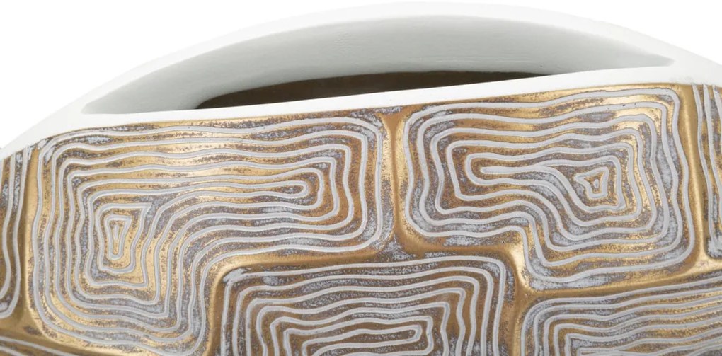 Asztali kerek lapos váza modern mintával 48x13x44,5cm