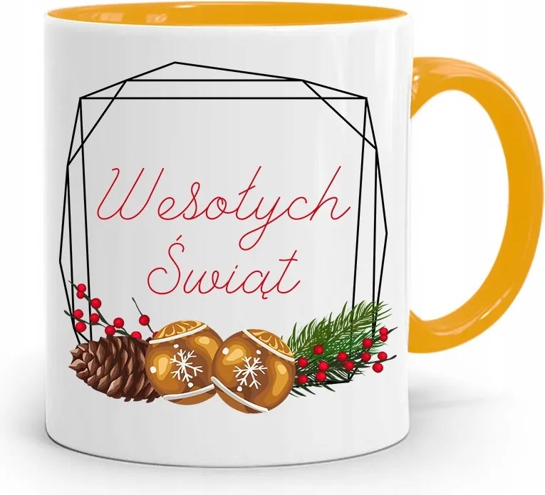 Sárga Karácsonyi Bögre Mikulásra, fényképes nyomtatással