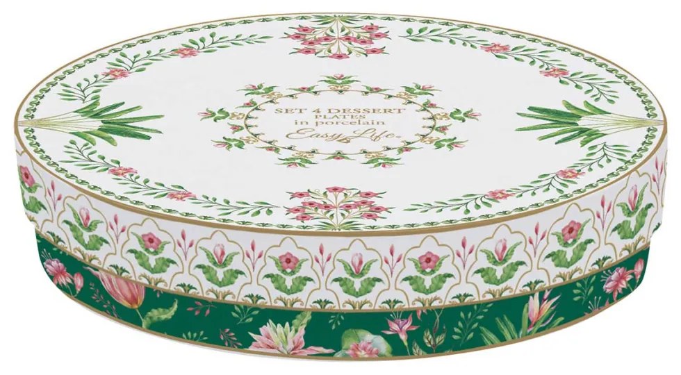 Porcelán desszerttányérszett 4db-os,19cm dobozban, Botanic Chic