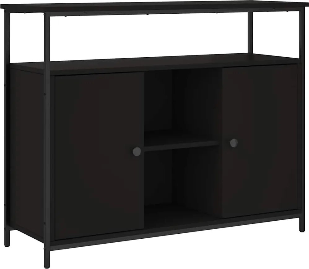 vidaXL fekete szerelt fa tálalószekrény 100 x 35 x 80 cm