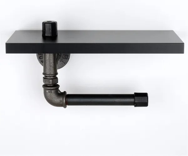 Vécépapír tartó polccal BORU 12x30 cm fekete