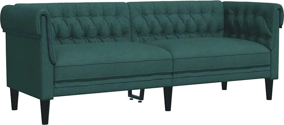 vidaXL sötétzöld 3 személyes szövet Chesterfield kanapé