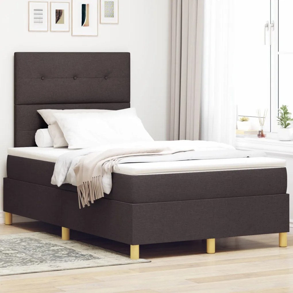 Box Spring Ágy Matrac Sötétbarna Kicsi Dupla Szövet