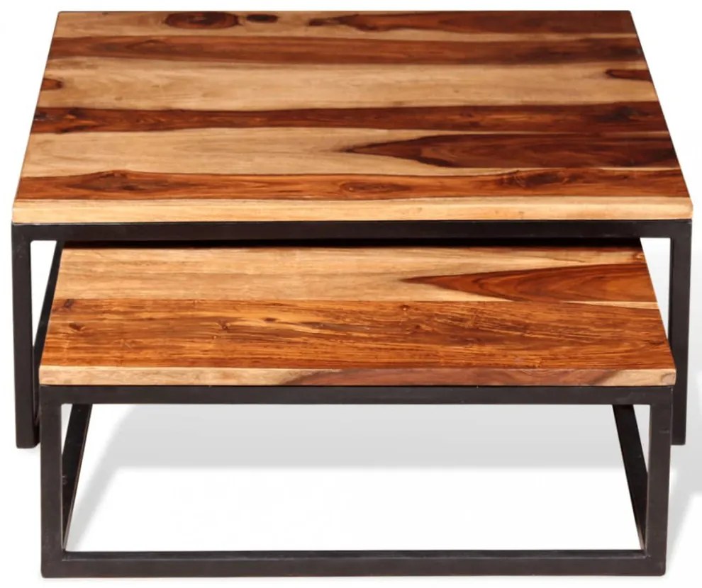 2 db egymásba tolható akácfából dohányzóasztal