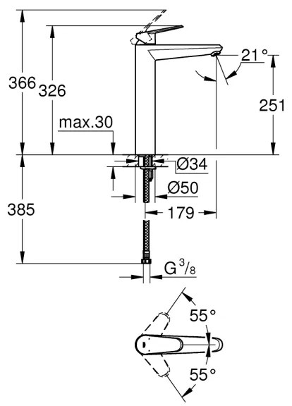 GROHE 23432000 - EURODISC COSMOPOLITAN mosdócsaptelep, XL méret, króm
