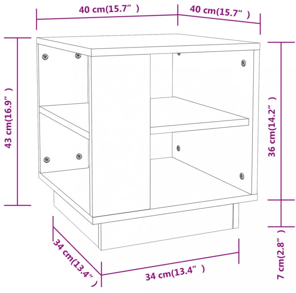 vidaXL betonszürke szerelt fa dohányzóasztal 40x40x43 cm