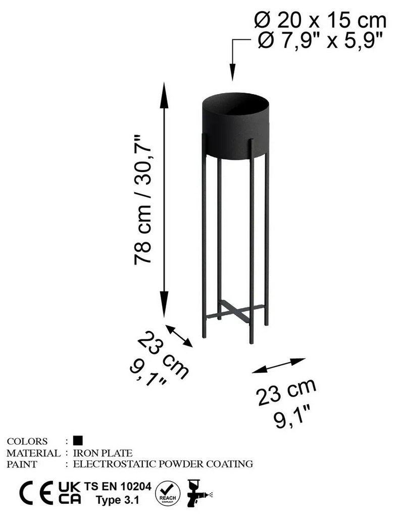 GED-025, Loft black fém virágállvány