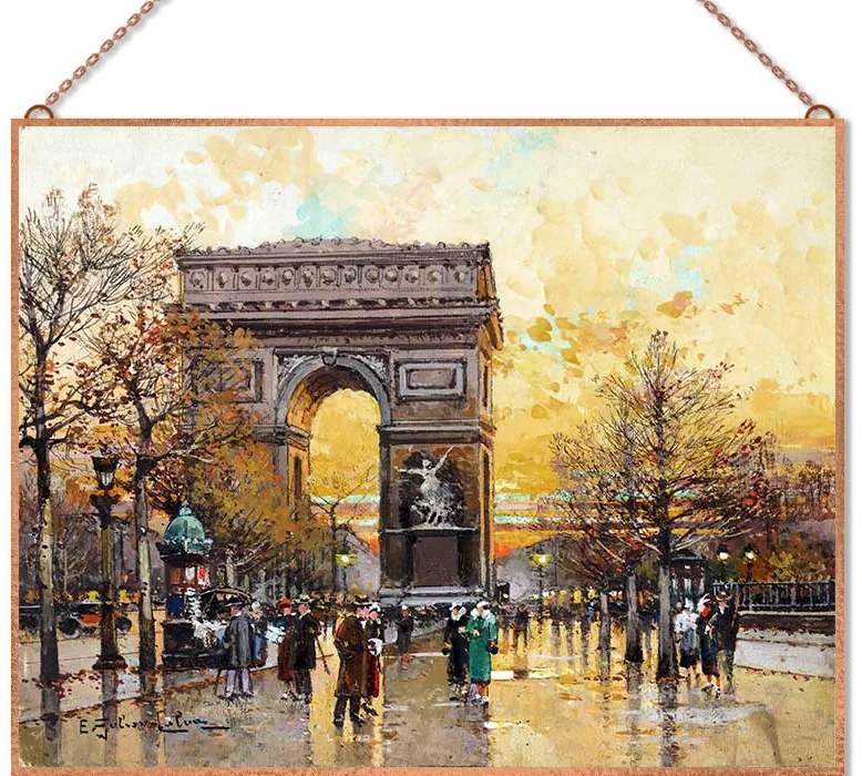 Eugène Galien-Laloue - Arc de Triomphe in the Fall üvegkép, falikép