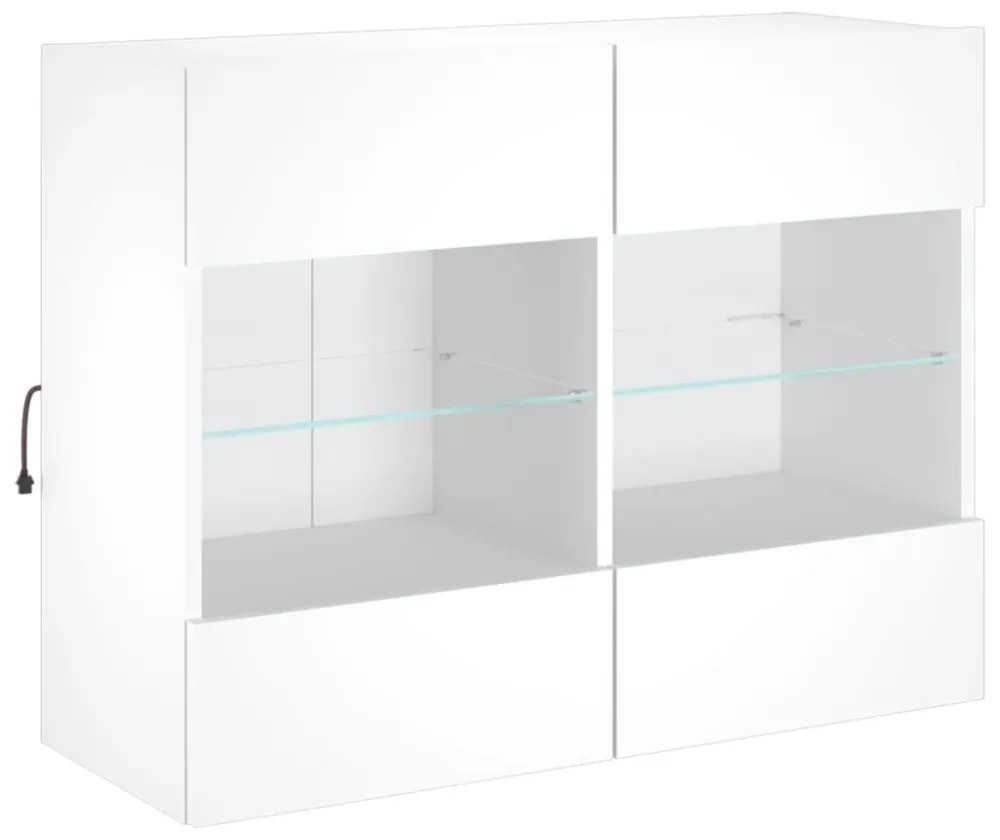 fehér falra szerelhető TV-szekrény LED-lámpákkal 78,5x30x60,5cm