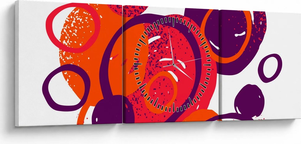 Kép - Motívum körökkel meleg színekben (órával) (90x30 cm)