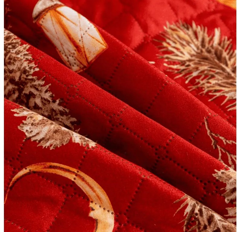 Ágytakaró GOLD CHRISTMAS mintával, piros Méret: 170 x 210 cm