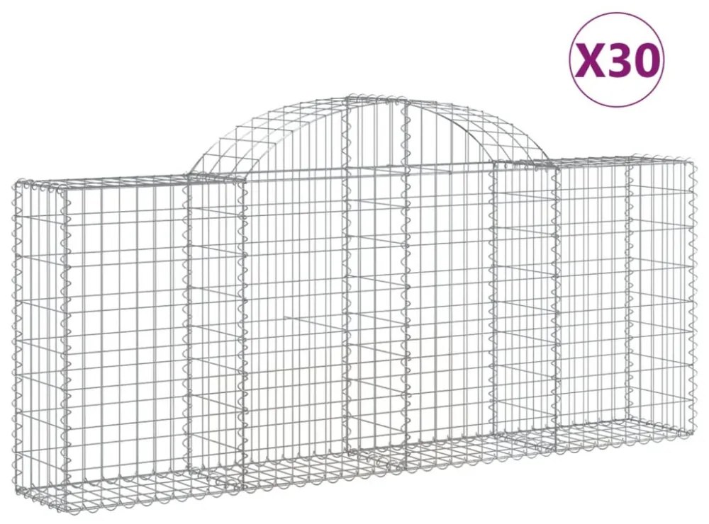 vidaXL 30 db íves horganyzott vas gabion kosár 200x30x80/100 cm