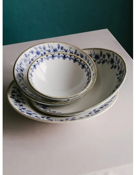 18 részes étkészlet fehér/kék/porcelán