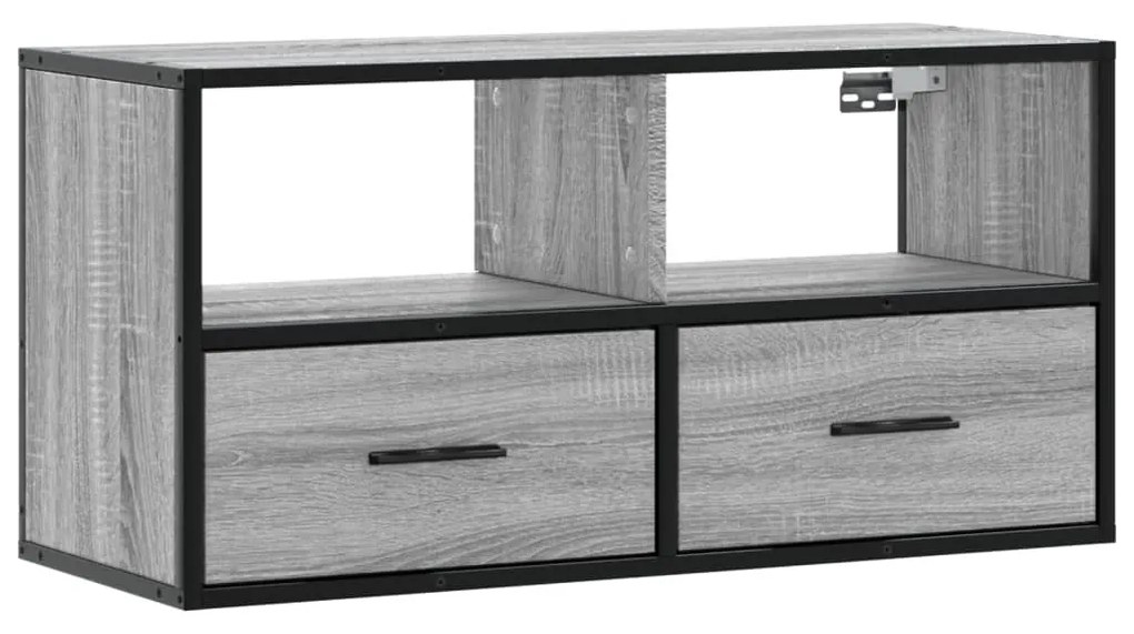szürke sonoma színű szerelt fa és fém TV-szekrény 80x31x39,5 cm
