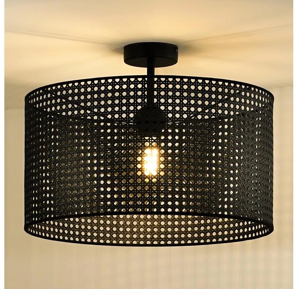 Duolla - Felületre szerelhető csillár ROLLER RATTAN 1xE27/15W/230V átm. 45 cm fekete