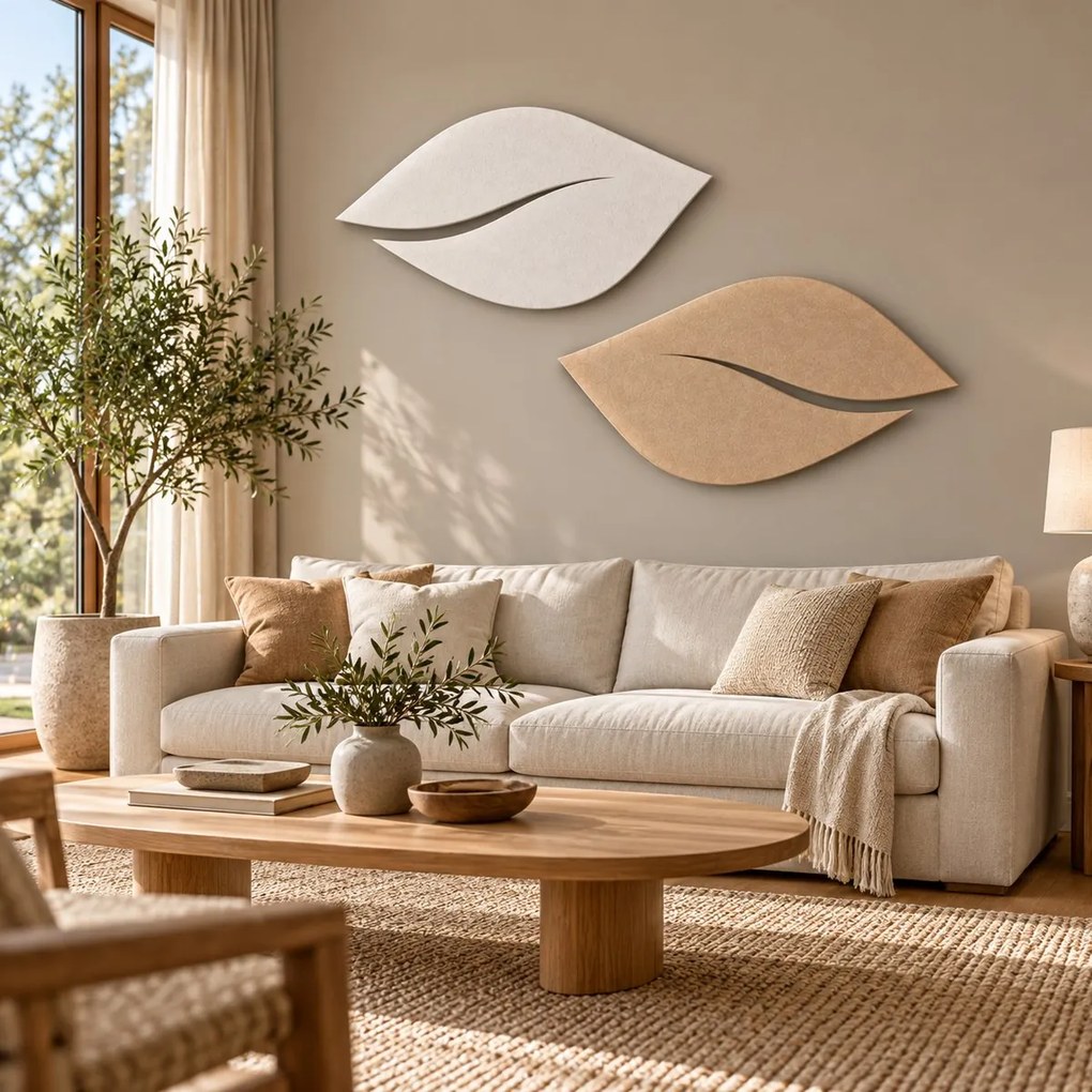 Bilnora levél alakú akusztikus fali panel 140×70×1,2cm - 04 Camel (bézs)