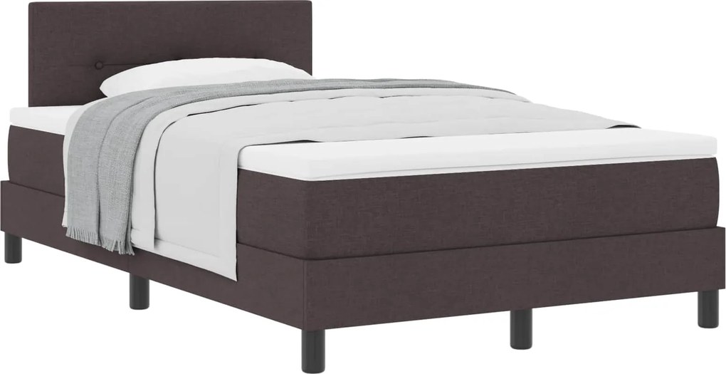 vidaXL Boxrugós ágy matracmal Sötét Barna 120 x 200 cm szövet