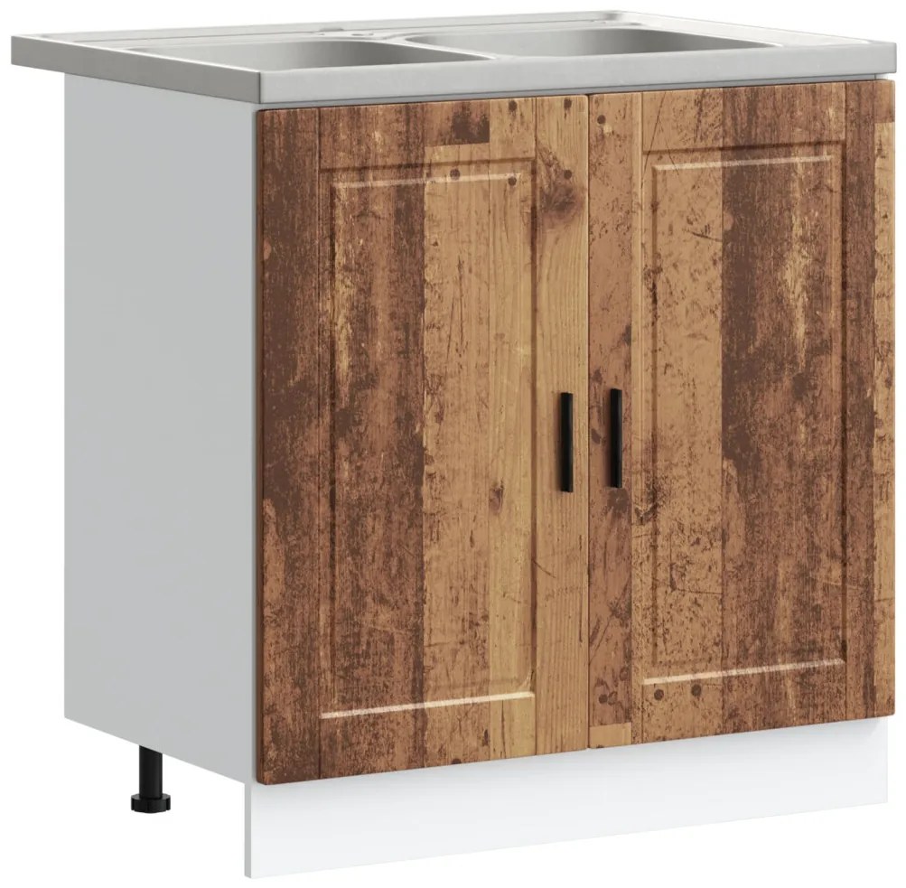 Mosogató Alap Cabinet &quot;&quot;Porto&quot;&quot; Mosogatónál Régi Fa 80x46x84,5 cm Mérnöki Fa