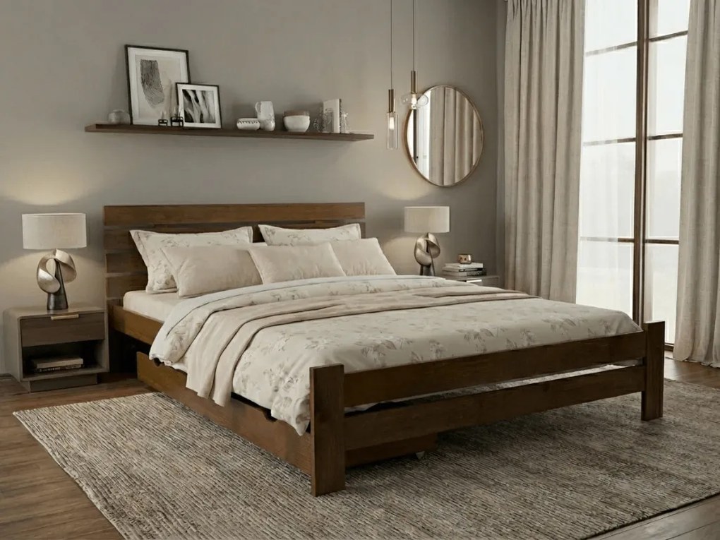 PARIS magasított ágy 120 x 200 cm, tölgyfa Ágyrács: Léces ágyrács, Matrac: Sommera 18 cm matrac