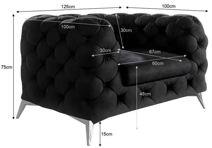 Fekete bársony fotel Chelsea – Ropez