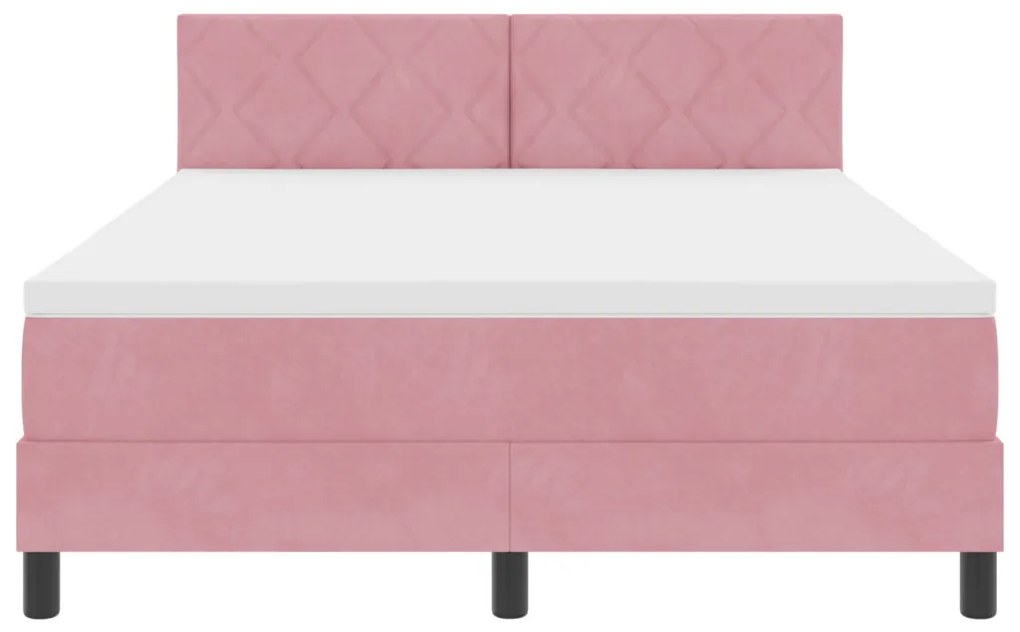 Boxspring Ágy Mattal & LED Rózsaszín 160x200 cm Bársony