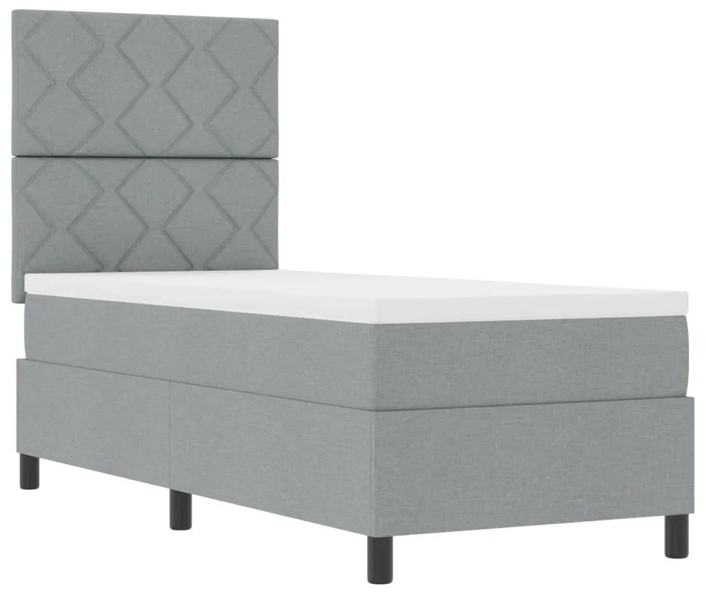 Box Spring Ágy Matresszel Világosszürke 80x200 cm Textil