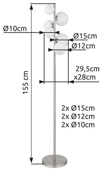 Globo 56140-6S - LED Csillár zsinóron RIHA 6xG9/3,5W/230V fehér