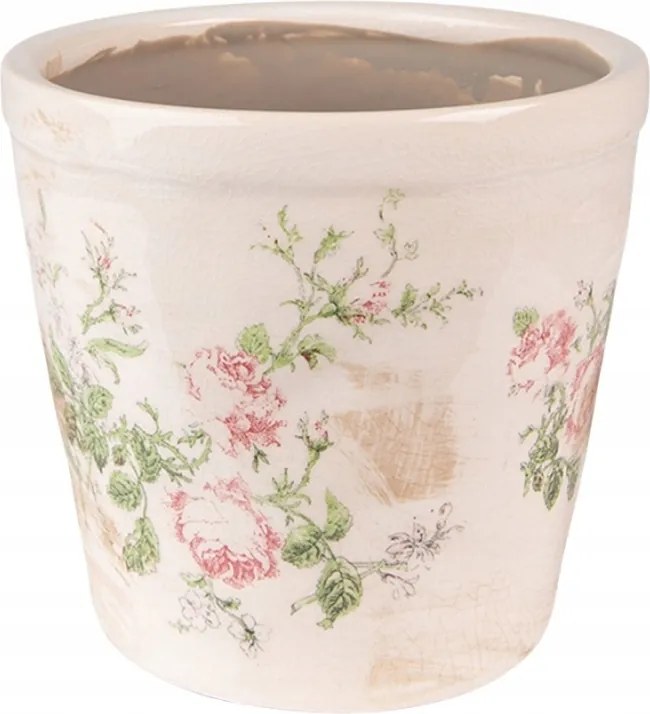 Kerámia kaspó rózsákkal Roses V L 17x16 cm