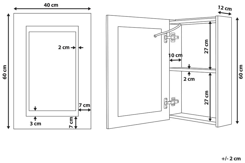 Fehér És Ezüst Fali Fürdőszoba Szekrény LED Tükörrel 40 x 60 cm MALASPINA Beliani