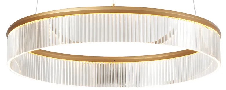 Modern függőlámpa sárgaréz 59cm LED-del, 3 lépésben dimmelhető - Anello csillár