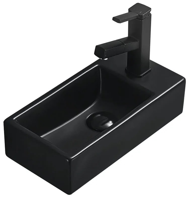 Mexen Inez balra szerelhető mosdókagyló 40 x 20 cm, fekete matt - 21484085L