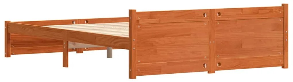 vidaXL Ágykeret fejtámlával Viaszbarna 160 x 200 cm Tömör fenyőfa