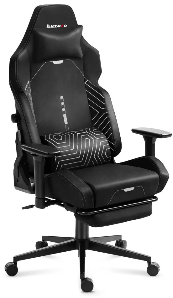 Gamer szék, lábtartóval prémium Black Noir