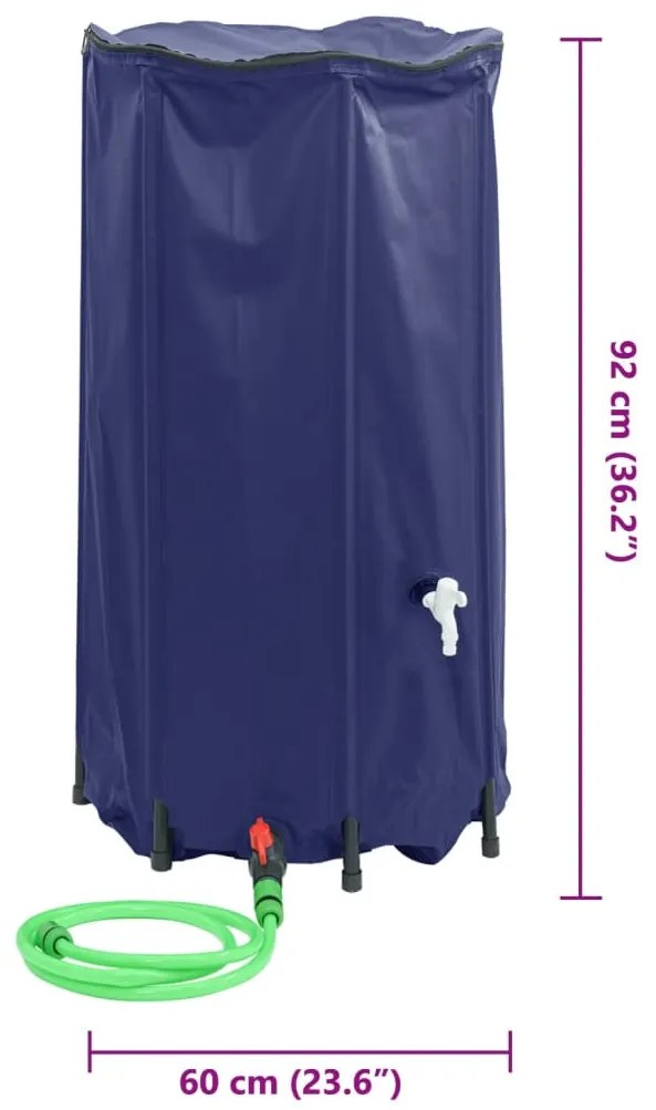 összecsukható PVC víztartály csappal 250 L