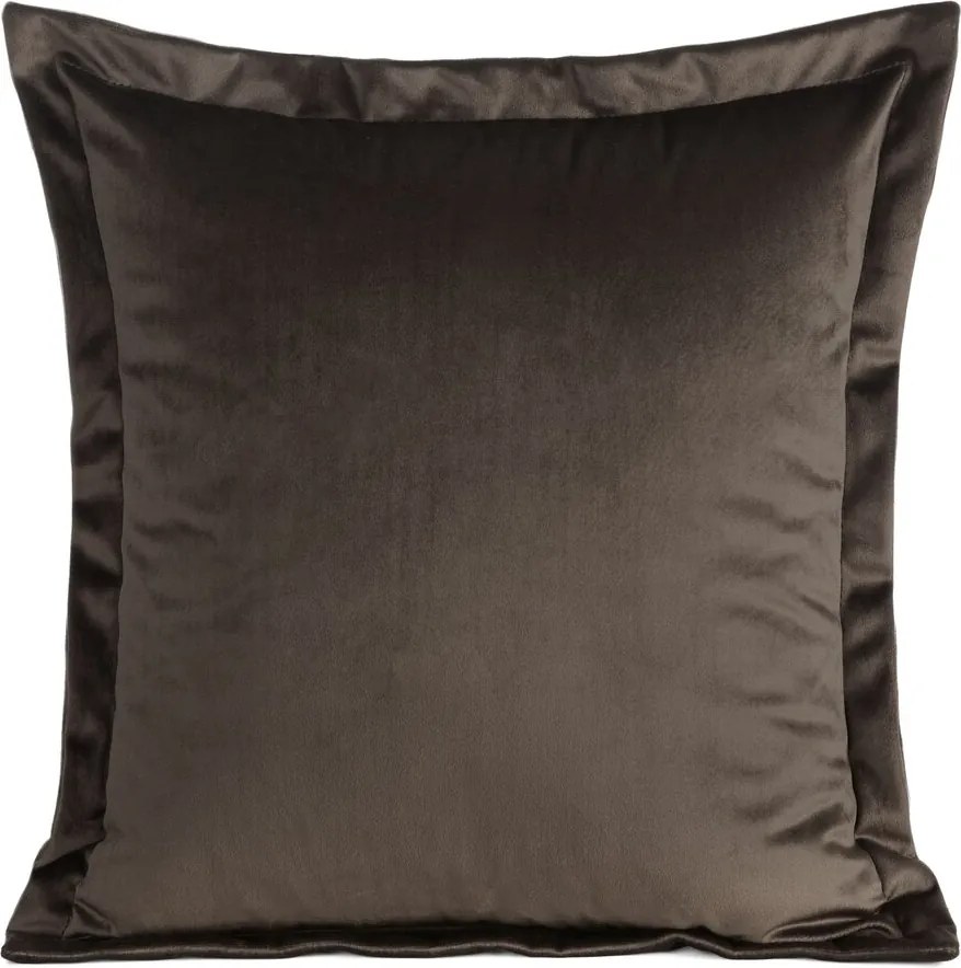 Párnahuzat 45X45 barna bársonyból, díszpárnával