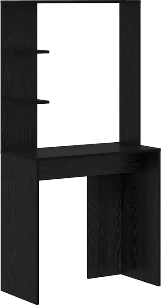 vidaXL Asztal polcokkal Fekete tölgy 78,5 x 37 x 154,5 cm Faanyag