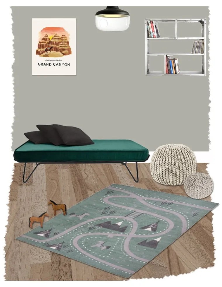 Little Western kézzel nyomtatott gyerekszőnyeg, 100 x 140 cm - Nattiot