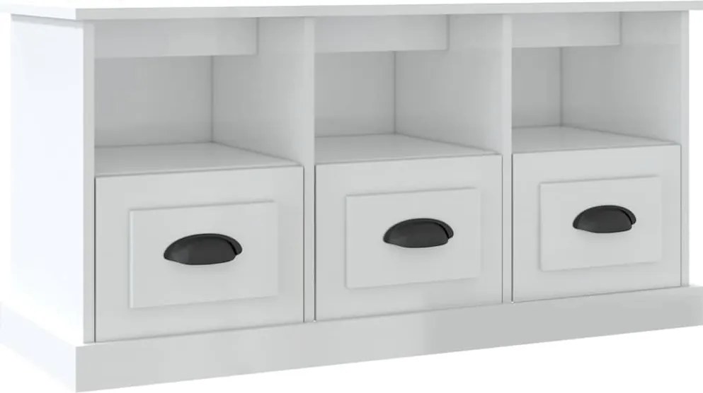 vidaXL fehér magasfényű szerelt fa TV-szekrény 100x35x50 cm